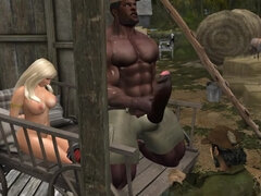 Massive Ebony Delivery Fellow Meets Redneck Farm Duo