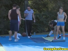 Blond, Kukk suging, Bakfra, Gruppe, Runke, Hd, Offentlig, Realitet