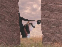 본디지, 음경, 얼굴에, 독일인, 핸드잡, 밀프, 임신한, 스커트