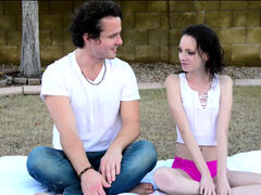 Slender babe Aria Haze has passionate sex in nature