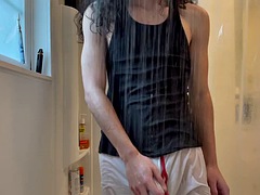 Desperation getting wet and peeing in the shower