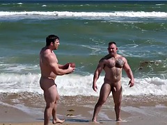 해변, 큰 음경, 사정 샷, 게이, 핸드잡, 수음, 혼자