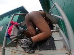 Cul, Noire, Sucer une bite, Pieds, Homosexuelle, Public, Suçant