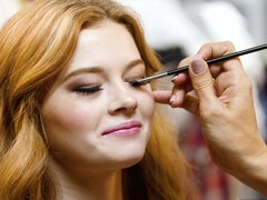 Pijpbeurt, Sperma in gezicht, Hd, Natuurlijke tieten, Roodharige vrouw, Rijden, Tiener, Tieten likken