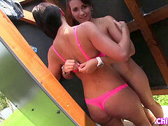 Casero, Lesbiana, Orgasmo, Al aire libre