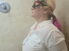 Badrum, Blondin, Bondage, Hemmagjord, Förödmjukelse, Kissar