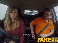 Madison Stuart and Ryan Ryder get their fake boobs bouncing in a driving lesson