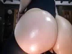 Sizeable pale oiled round tush PWAG big tits hard nipples
