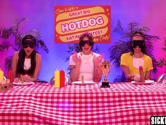 Three horny lesbians ate big hot dog
