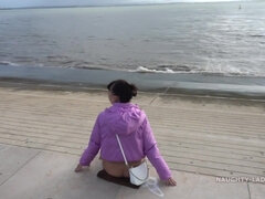 Naughty Russian MILF in pantyhose - shameless outdoors flashing