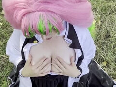 Mitsuri Kanroji Demon Slayer Cosplay Blowjob & Fingering - VyvaVega Big Tit BBW Doggy Style Cumshot