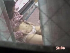 Amazing voyeur clip with a Japanese cutie masturbating sissy