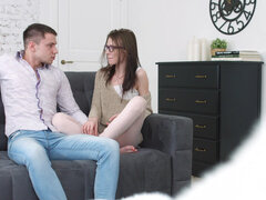 Russian teen Nelya starts receives a sticky creampie in her cunt