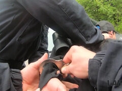 Chick in black tries to steal car but gets busted