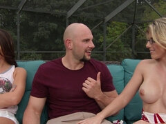 Threesome with a mommy and her step-daughter