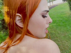 Redhead bimbo Mina Von D gets properly fucked outdoors