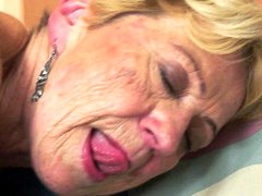 Granny with a nice hairy old ass is fucked doggy style