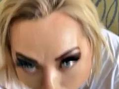 Chubby blonde with big tits takes a huge BBC