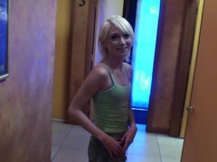 Blonde teen suck a nice dick in the tanning saloon