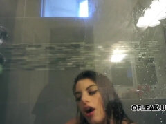 Wet brunette solo in shower Alexa Pearl - Big Natural Tits - Alexa pearl