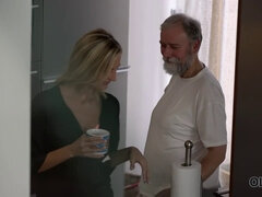 Jenny Smart having sex with an old man with beard