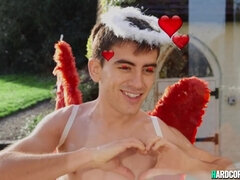 wife in red lingerie copulated by cupid