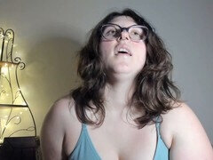 Brunette glasses, femdom dirty talk, femdom cum eating