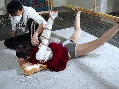 중국인, 지배, 팬티호스, 스커트, 청소년, 묶여, 장난감들, 기차