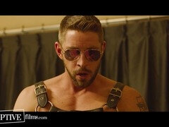 Unshaved wolf gets into some ass play with a mysterious leather dom