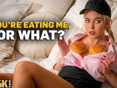 18 éves, Szőke, Étel, Kőkemény, Hd, Természetes mellek, Pigtailek, Harisnya