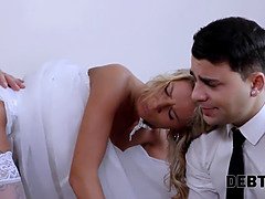 Debt4k. debt collector screws the bride in a white clothes