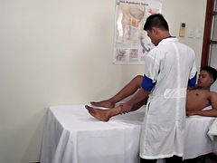 Oriental enema twink sucks doctors cock after anal exam