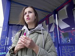 Public agent teach station smoker gets her jugs out to pay the fine