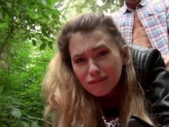 Teen slut gets fucked in the forest in front of the camera