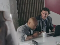 Avsugning, Brunett, Snopp, Europeisk, Handjobb, Kontor, Fitta, Tuttar