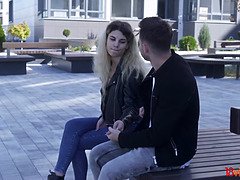 Watch Carmen Rodriguez, the insatiable blonde teen, get her shaved pussy pounded and cum hard