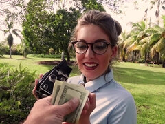 Sexy photographer gives up her pussy for some cash