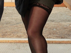 Enthousiasteling, Grote kont, Autobus, Sperma shot, Handbeurt, Openbaar, Kousen