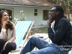 Noire, Sucer une bite, Brunette brune, Hard, Hd, Interracial, De plein air, Public