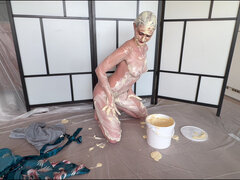 Vacker, Stor stjärt, Blondin, Brittisk, Kvinna, Onani, Solo, Våt