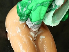 Braunhaarige, Absätze, Masturbation, Muschi, Rasiert, Solo, Sperma, Ablutschen