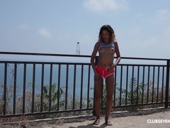 Morena, Club, Europeo, Al aire libre, Público, Afeitado, Adolescente, Mojado