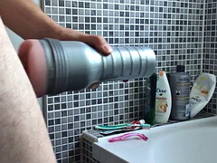 French guy next door plays with his fleshlight and cums