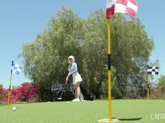 Blonde PAWG Skye Blue - Too Wet for Golf in HD - solo masturbation outdoors