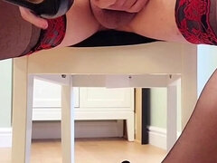 Brytyjski, Przebierańcy, Wytrysk, Obcasy, Masturbacja, Nylon, Pończochy