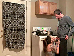 thankful wife gives blow-job since hubby cooked dinner