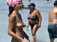 Best ever puffy nipples in the beach