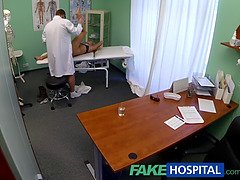 Barra Brass, the blonde nurse, gets her wet pussy filled with hot cream in fake hospital POV