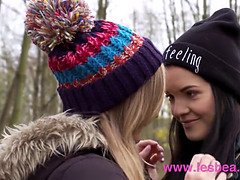 Gorgeous European teens passionate lesbian love