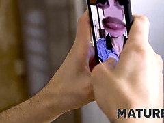 오랄섹스, 흑갈색 머리, 잡힌, 쿠거, 머리카락이 많은, Hd, 러시아인, 계모
